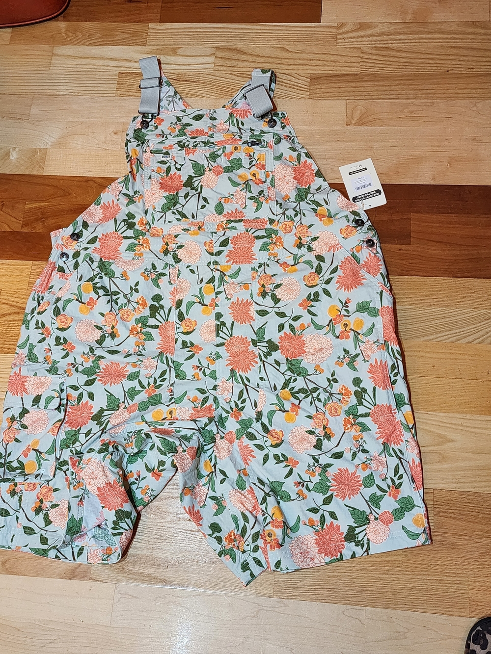 Duluth Floral Print Shorts Overalls